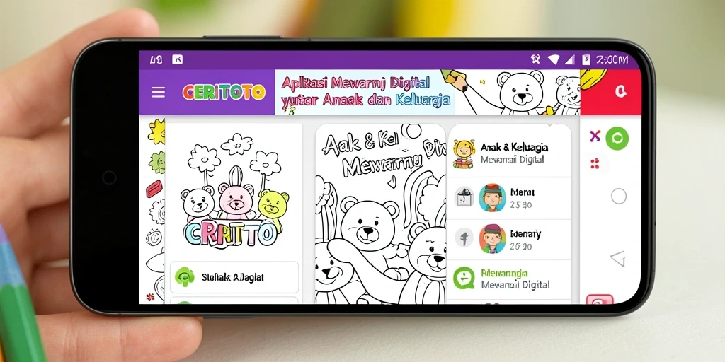 Tampilan antarmuka CERITOTO yang ramah pengguna untuk mewarnai.