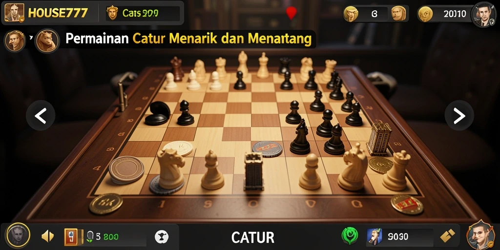 Screenshot antarmuka permainan catur HOUSE777 yang menarik.