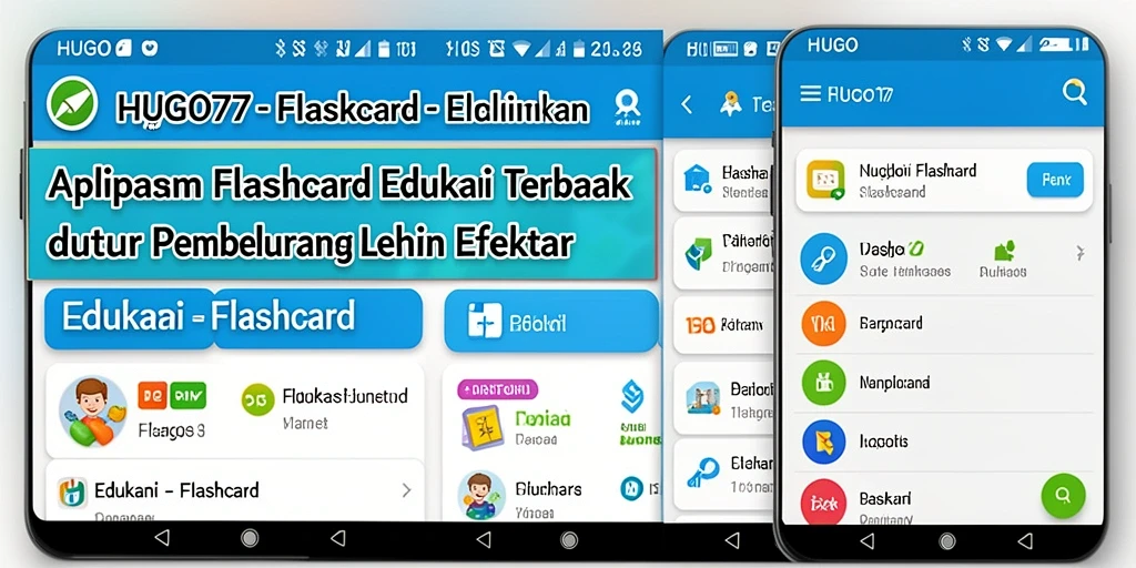 Antarmuka sederhana dan intuitif dari aplikasi HUGO77 untuk flashcard.