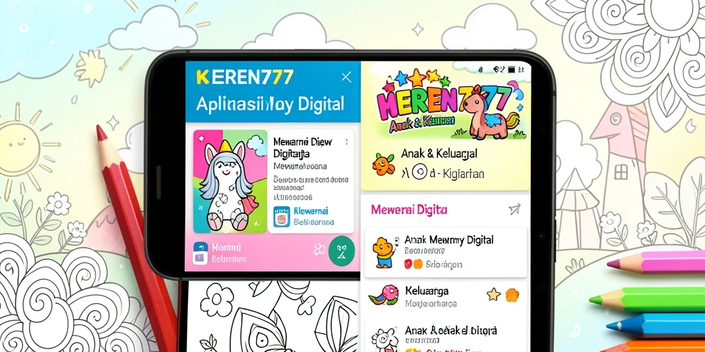 Tampilan antarmuka aplikasi KEREN777 untuk mewarnai digital.