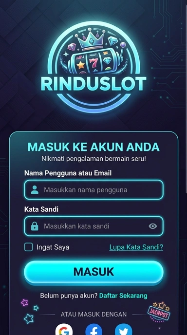 Tampilan halaman login rinduslot