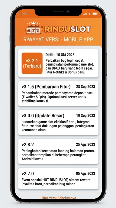 Tampilan riwayat versi rinduslot